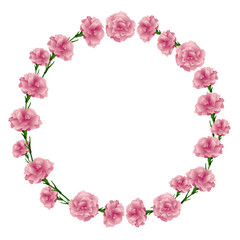 circle frame of carnations illustration