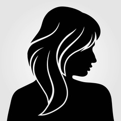 Women silhouette isolated on white background. Vector illustration.