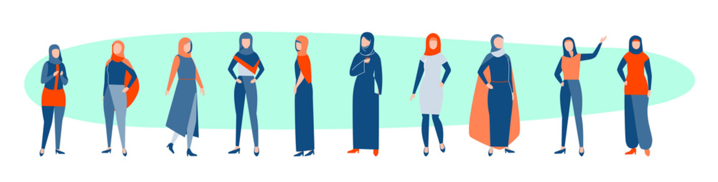 Set of arabic women concept
