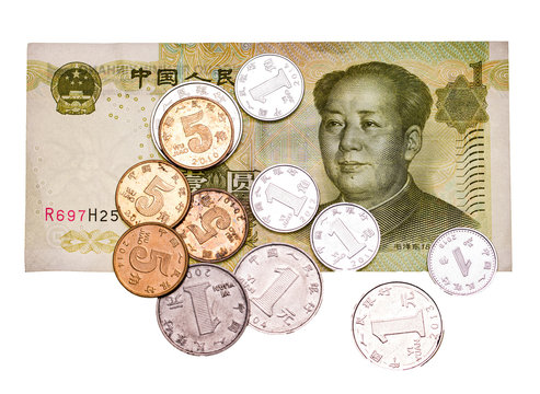 Chinese Money Yuan On A White Background