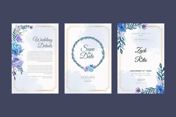 Fototapeta na wymiar Wedding invitation and menu template with beautiful leaves Free Vector