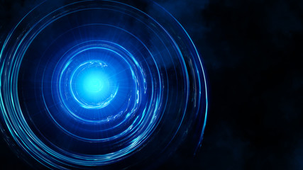 Abstract circular background.Digital future technology concept. Glowing blurred light stripes in motion over on background. Colorful rays. Led Light. Future tech. Neon flare.