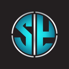SY Logo initial with circle line cut design template on blue colors