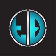 TQ Logo initial with circle line cut design template on blue colors