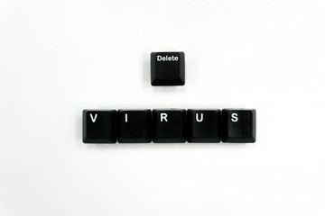 Delete virus on white background. Coronavirus Pandemic Around the World.