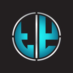 TY Logo initial with circle line cut design template on blue colors