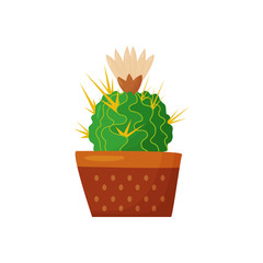 Isolated vector cactus on a white background in the style of cartoon, flat, kawaii.