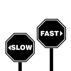 Street Sign the Direction Way to Fast versus Slow isolated on white background