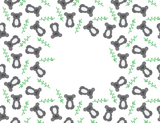 Koala Bear and Leaves Seamless Frame