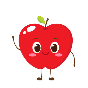 Cute happy apple character vector
