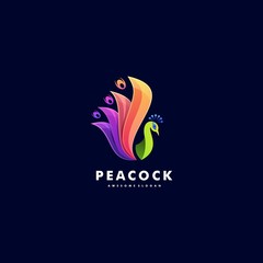 Obraz premium Vector Logo Illustration peacock Gradient Colorful Style.