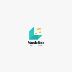 Vector Logo Illustration Music Box Gradient Colorful Style.
