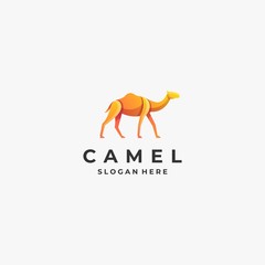 Vector Logo Illustration Camel Gradient Colorful Style.