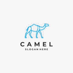 Vector Logo Illustration Camel Gradient Line Art Style.