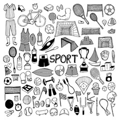 Sport doodle set. Drawing vector illustration hand drawn eps10