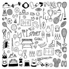 Sport doodle set. Drawing vector illustration hand drawn eps10