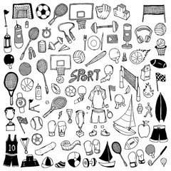 Sport doodle set. Drawing vector illustration hand drawn eps10