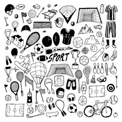 Sport doodle set. Drawing vector illustration hand drawn eps10