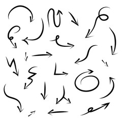 hand drawn Arrows icons Set. arrow icon with various directions. Doodle vector illustration. isolated on a white background.