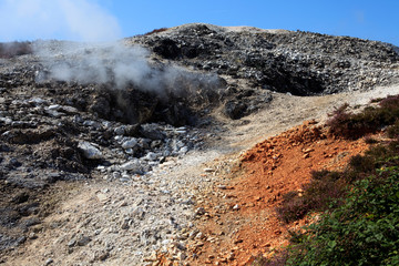 Monterotondo marittimo (GR), Italy - June 25, 2017: Biancane park and the geothermal area al Monterotondo Marittimo, Grosseto, Tuscany, Italy