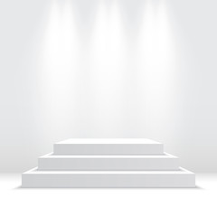 White podium. Pedestal. Platform. Vector illustration.