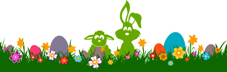 Easter Meadow Flowers Silhouette Vector