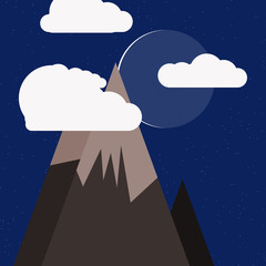Obraz premium Moon and Mountains Panorame Generative Art background illustration