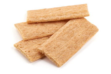 Tasty crispbread, isolated on white background