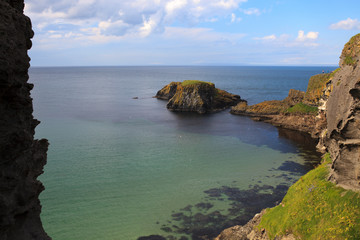Ballintoy (Ireland), - July 25, 2016: Coastal scenery near Carrick a Rede along the causeway coast,...