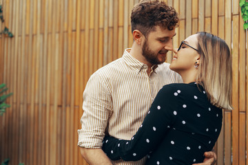 Closeup portrait of a loving couple