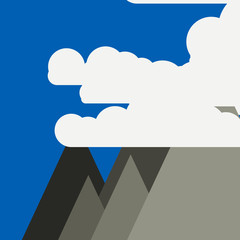 Moon and Mountains Panorame Generative Art background illustration