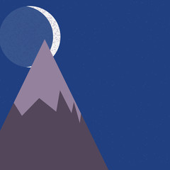 Moon and Mountains Panorame Generative Art background illustration