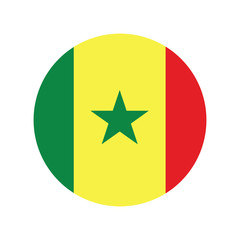 Senegal flag in round button of icon. flag logo of Senegal emblem isolated on white background, Senegal national concept sign, Vector illustration.