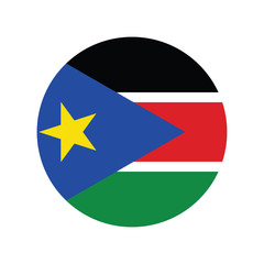 South Sudan flag in round button of icon. flag logo of South Sudan emblem isolated on white background, South Sudan national concept sign, Vector illustration.