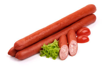 Hot dog sausages, isolated on white background