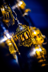 Ramadan Decoration Background 2020, Beautiful Yellow Color Arabic Traditional lantern light lamp, Islamic Decoration concept image Eid Mubarak © sarath