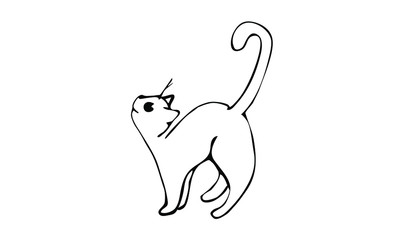 cat lashing asks to eat. dear Doodle. use as clip art, print, postcard or animation