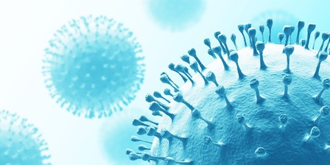 Virus. 3d illustration. Blue color.