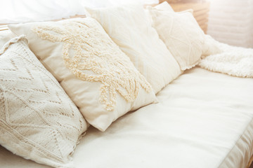 Pillows on sofa room interior decoration background