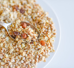 healthy food muesli with nuts and raisins