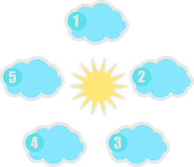 Design of banners in the form of clouds of blue color with a place for your text, numbered isolated on a white background