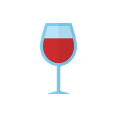 A glass of wine in the style of flat. The icon for the app. Vector illustration