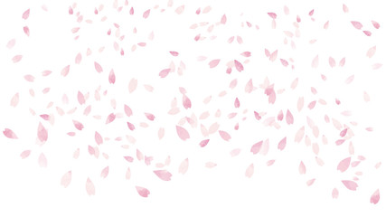 水彩風　淡いピンクの桜舞 Watercolor Spring Series: Cherry Petals Gently Falling © kanichi