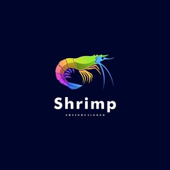 Vector Logo Illustration Shrimp Gradient Colorful Style.