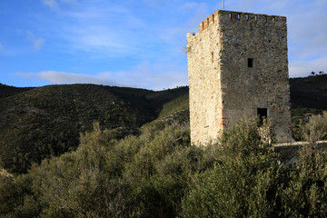 Varigotti (SV), Italy - December 30, 2017: Varigotti's tower near Crena point, Italian Riviera, Savona, Liguria, Italy