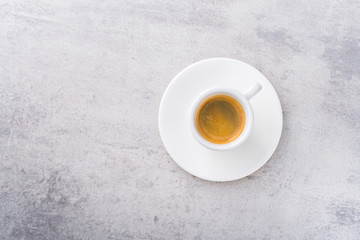 Espresso coffee in a white ceramic cup