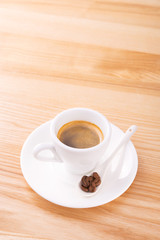 Espresso cup on a wooden table