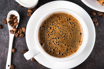 Close up of coffee cup foam