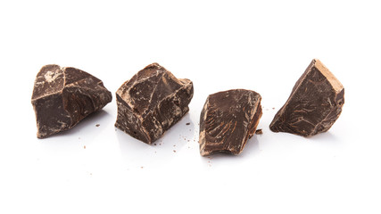 pieces of dark chocolate isolated