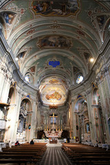 Fototapeta premium Cervo (IM), Italy - December 30, 2017: The church in Cervo village, Italian Riviera, Imperia, Liguria, Italy